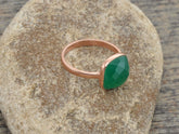 Green Onyx Ring - Gold Plated Ring - 925 Solid Silver - 10mm Cushion - Party Jewelry - Gift For Niece - Jewelry For Girls